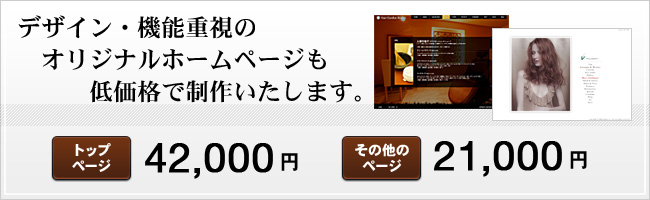 デザイン・機能重視のオリジナルホームページも低価格で制作いたします。